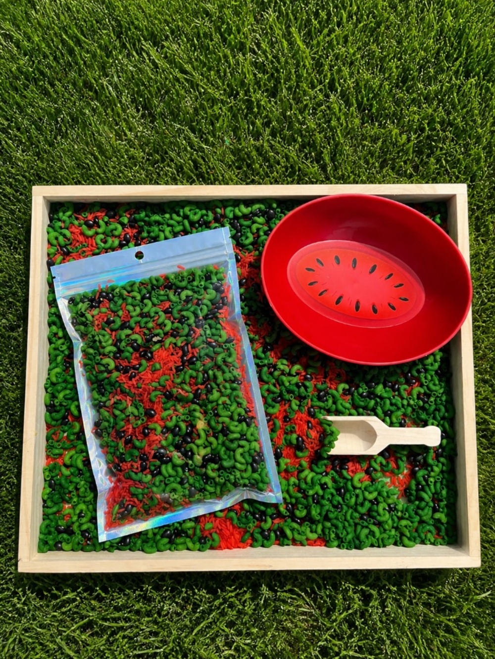 Watermelon sensory bin
